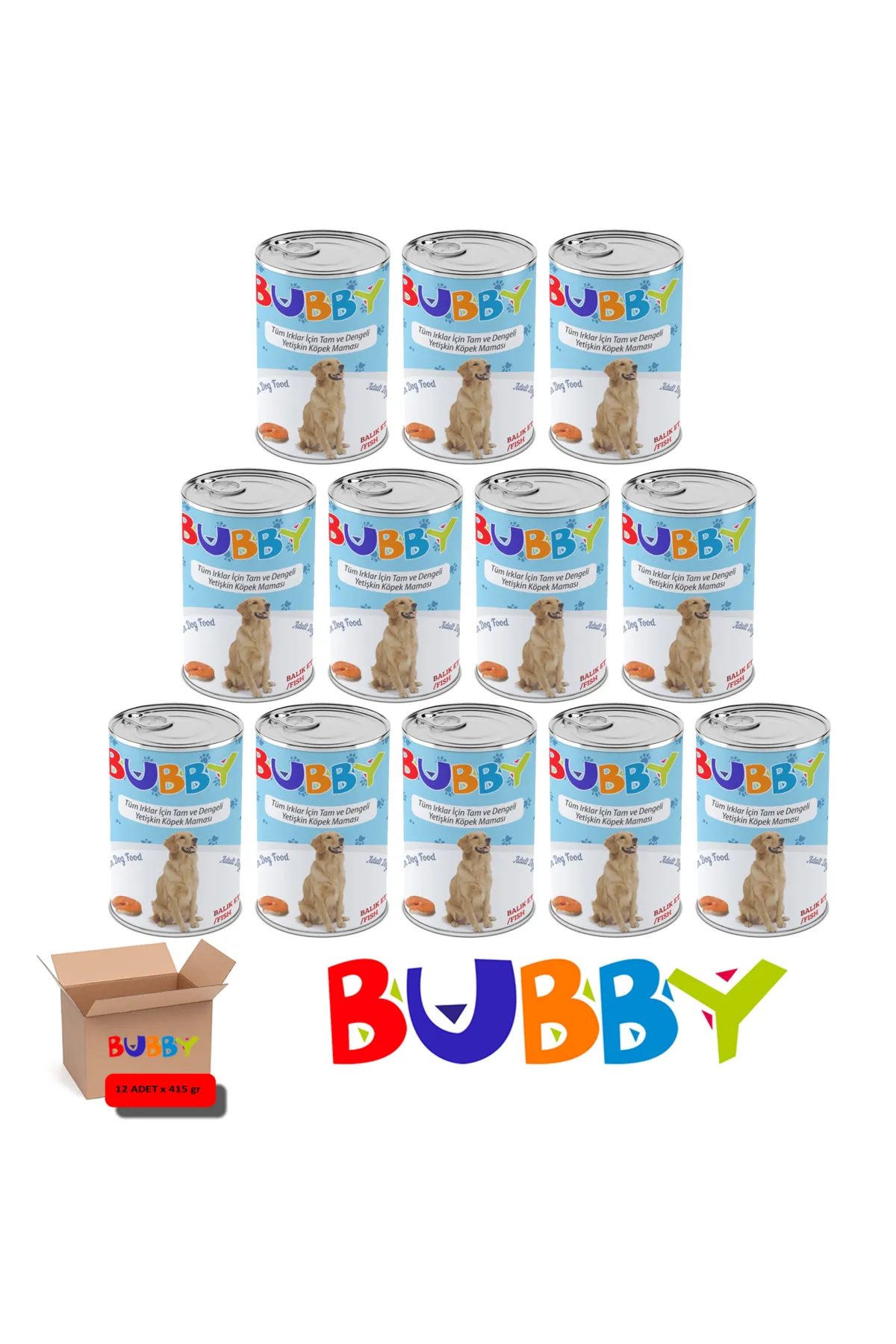 BUBBY%20BALIK%20ETLİ%20YETİŞKİN%20KÖPEK%20KONSERVE%20YAŞ%20MAMA%20415%20GR