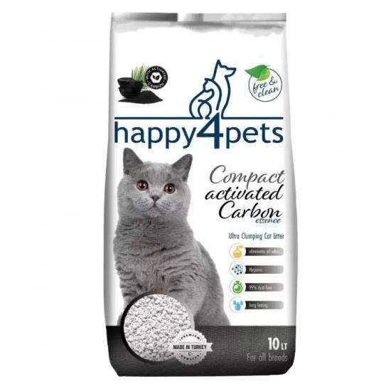 Happy4Pets Aktif Karbonlu Topaklaşan Bentonit Kedi Kumu İnce Taneli 10lt