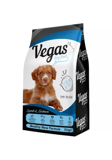 VEGAS KUZU ETLİ VE SOMON BALIKLI YAVRU KÖPEK MAMASI 15 KG